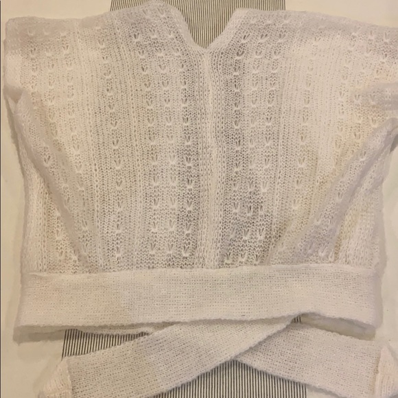 Vintage S-M White Ivory Wrap Crop Sweater Tie - Picture 11 of 13